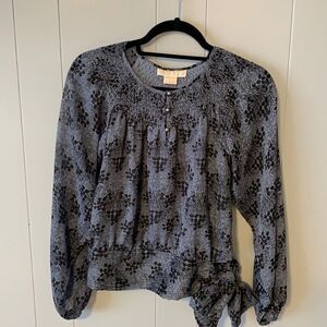 Michael Kors Blue & Black Blouse Size XS